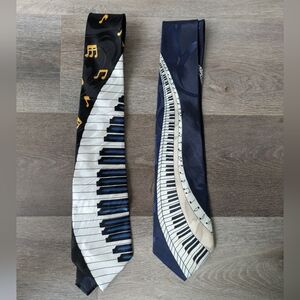 Set Of 2 Musical Note and Piano Key Patterned Ties